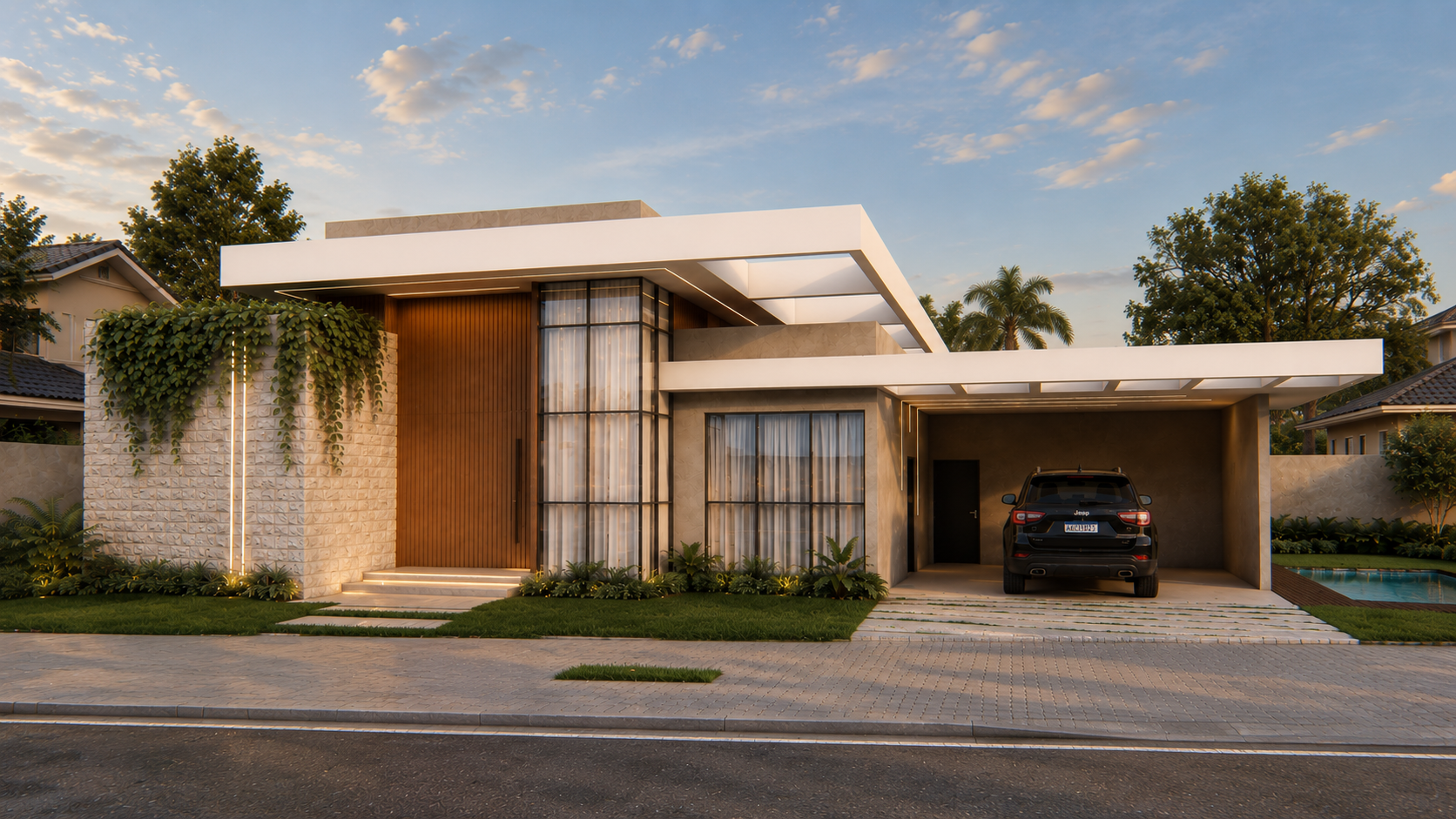 Casa Vértice — residência de 180 m² em Maringá · PR por Micaella Costa Arquitetura